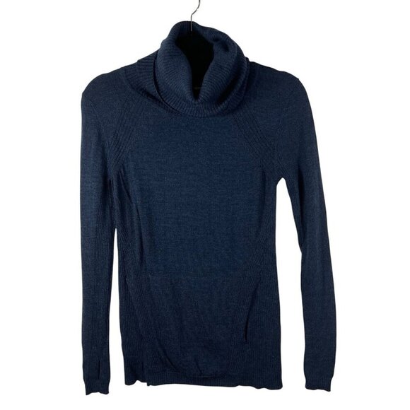 Lululemon Sweat And Savasana Sweater Navy Blue Size 4 Women’s Merino Wool Pocket - Picture 1 of 8